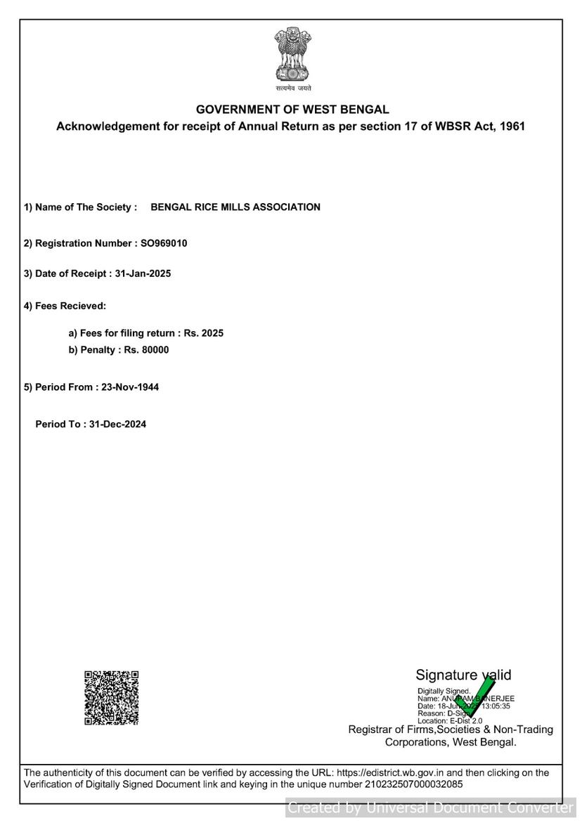 BRMA Certificate Document